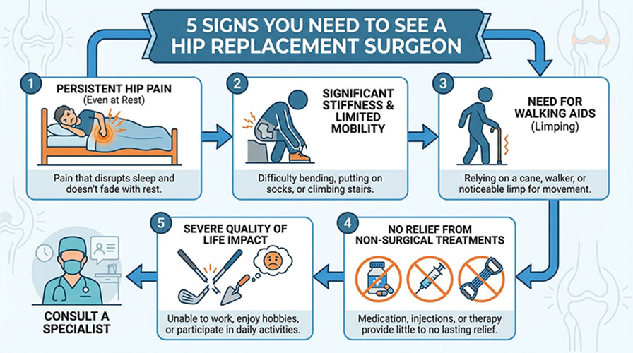 5 Sign you need to see a hip replacement surgeon